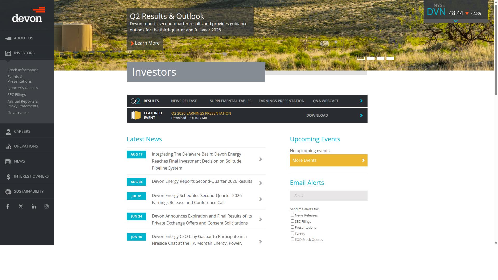 Devon Energy website